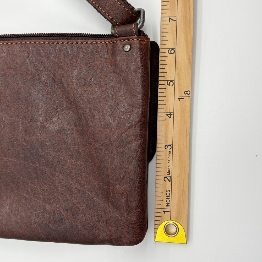 Jack Georges Brown Leather Embossed Floral Crossbody Bag Purse - Picture 8 of 9